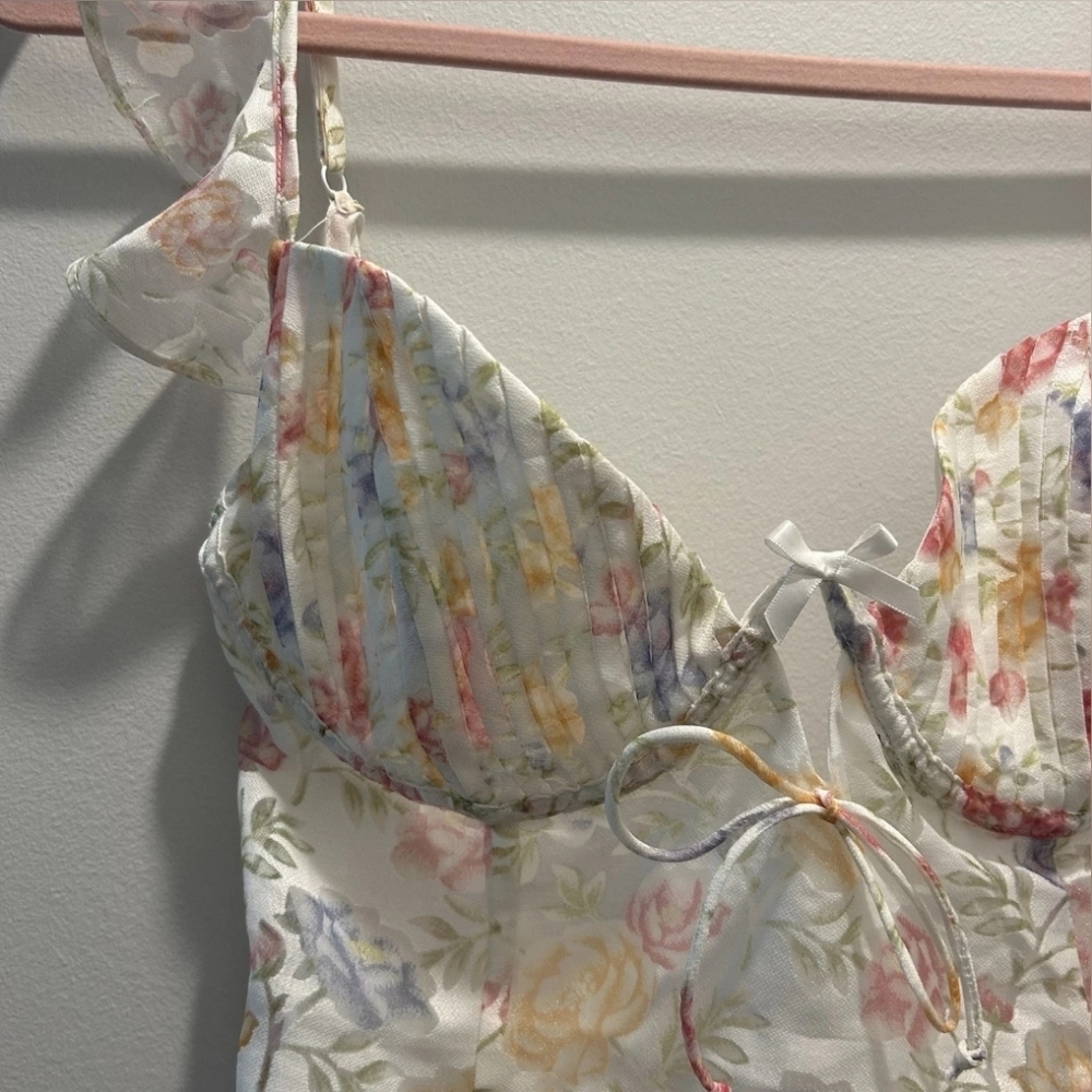 For Love and Lemons Rosie Dress Floral Spring Boho Coquette Girly Frilly Size M - Picture 10 of 16